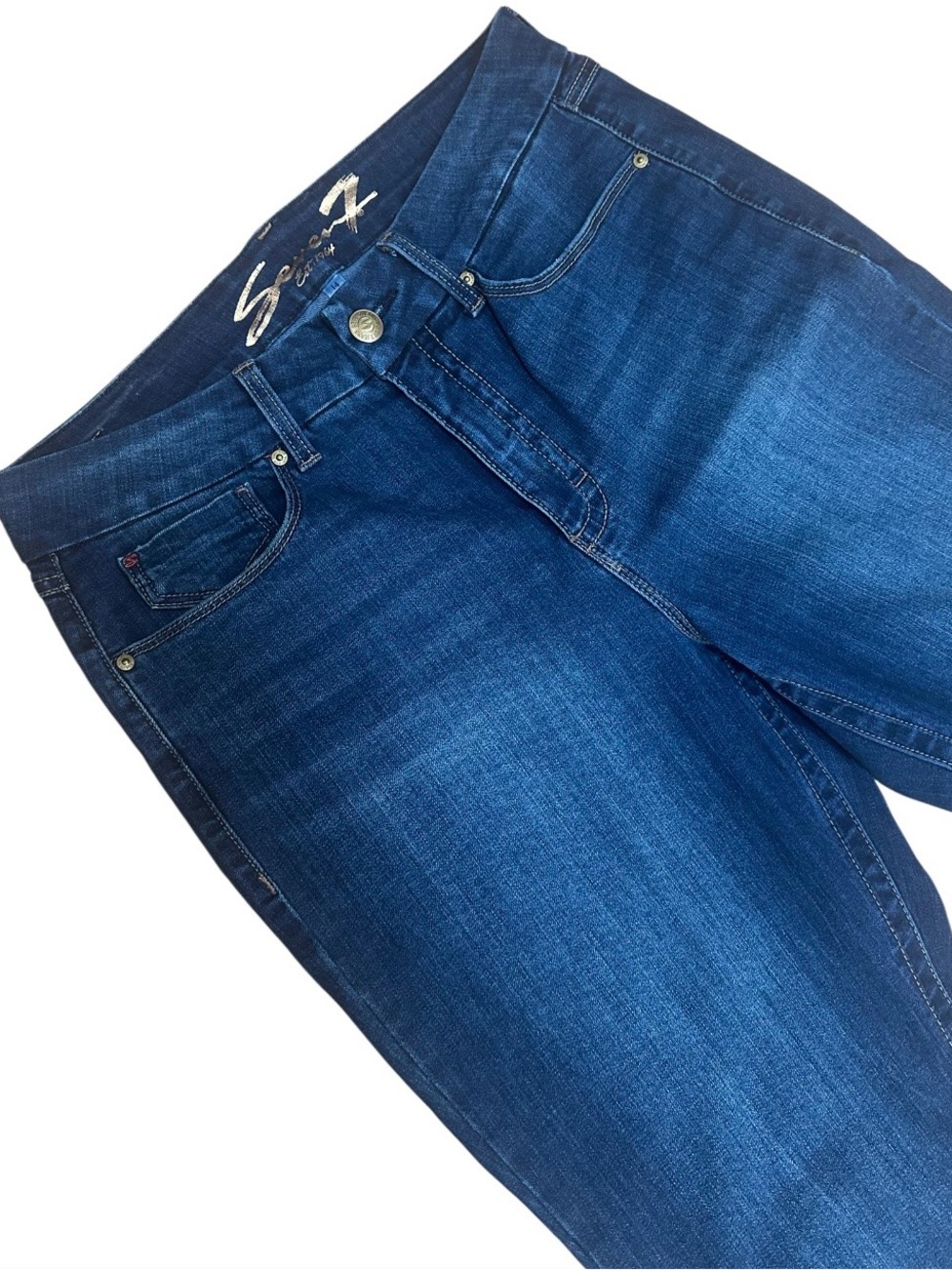 Seven7 Women’s Med Wash Straight Leg Tummyless Skinny Jeans Size 14 EUC